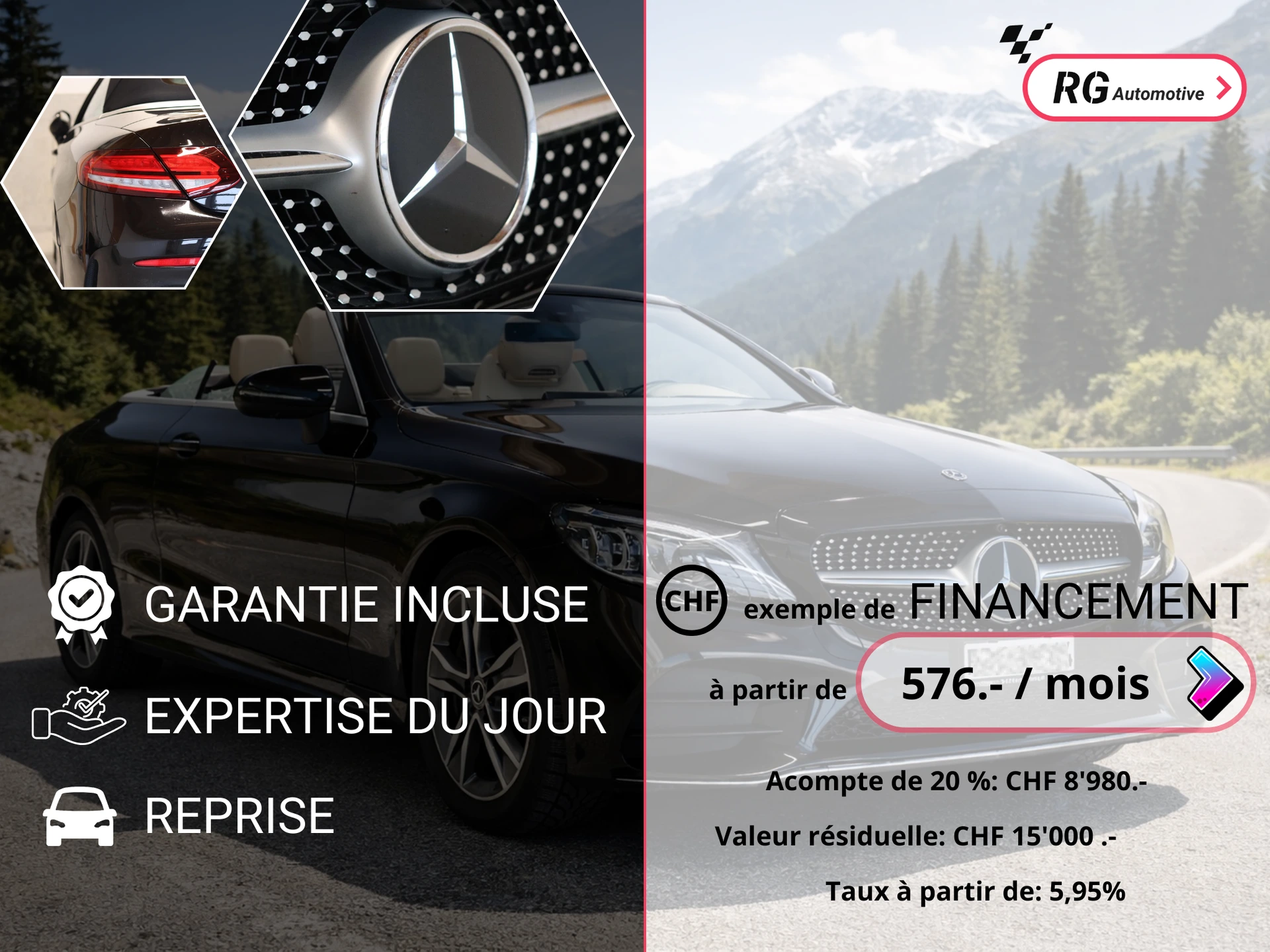 Annonce Mercedes C200 Cabriolet vendue par RG Automotive Suisse